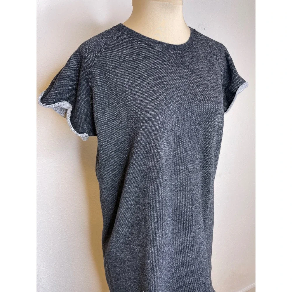 Pact Organic Womens T-Shirt Dress Short Sleeve Granola French Terry S Charcoal